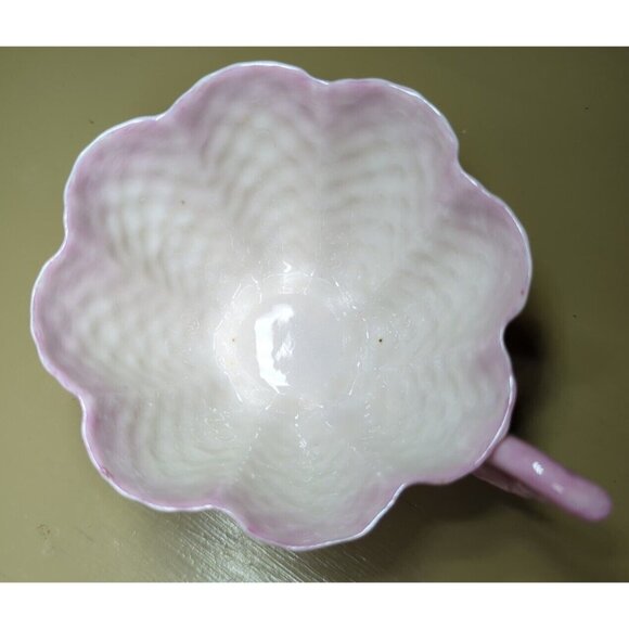 Antique Belleek 2nd Black Mark Pine Cone Tea Cup ONLY RARE Pink Porcelain - Picture 5 of 13